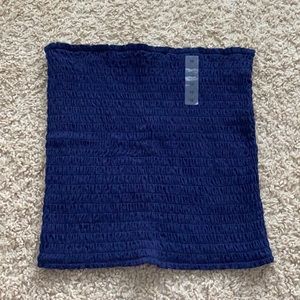 Navy blue strapless crop top